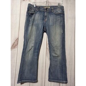 BKE Harper Jeans Womens 29 Blue Bootcut Stretch Medium‎ Wash Distressed Mid Rise